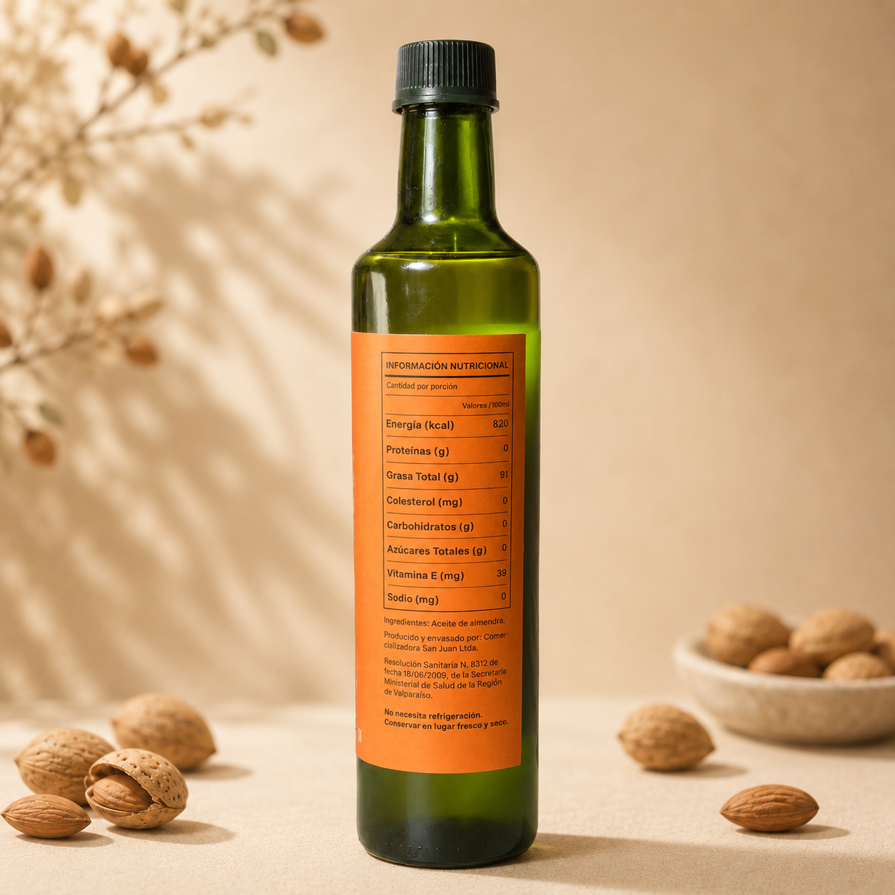 Aceite de almendras 100% natural 500ml  Prensado en Frio